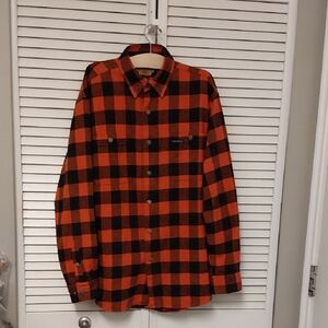 Harley Davidson Orange and Black Checkered Flannel Shirt